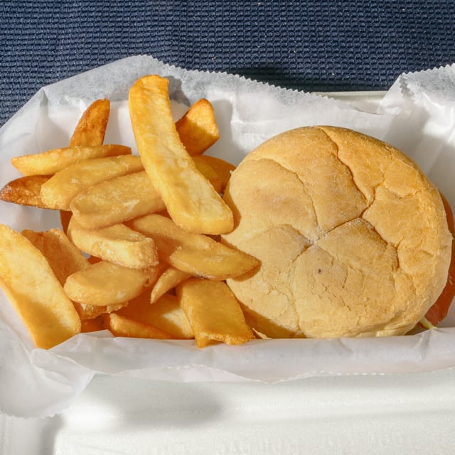 BBQ Pulled Pork Sandwich & Fries Plate.